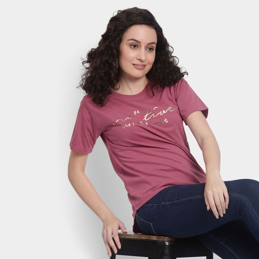 Ladies' Round Neck T-Shirt , Purple, large image number null