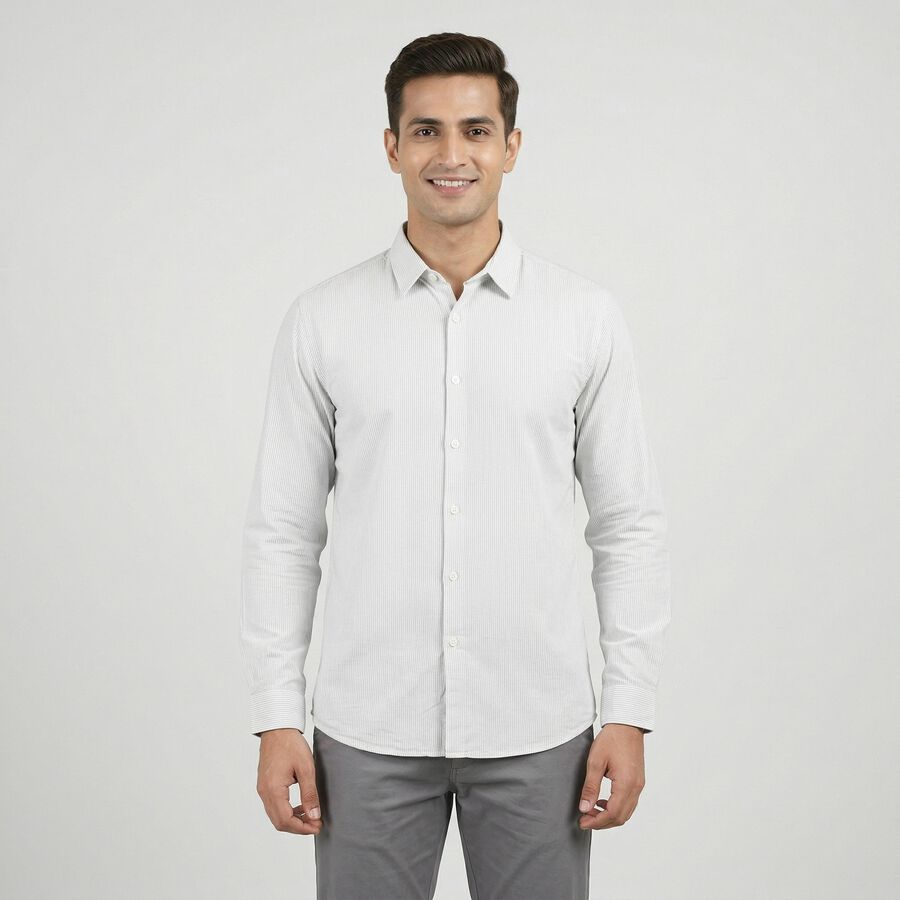 Men's White Casual Shirt, सफ़ेद, large
