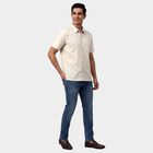 Men's Off-White Cotton Half Sleeve Classic Collar Casual Shirt, Off White, small