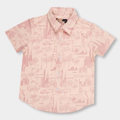 Boys' Light Pink Regular Collar Casual Shirt