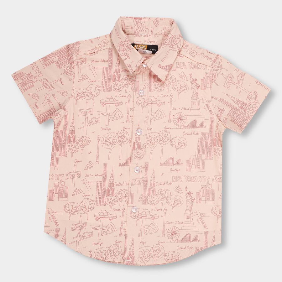 Boys' Light Pink Regular Collar Casual Shirt, Pink, large image number null