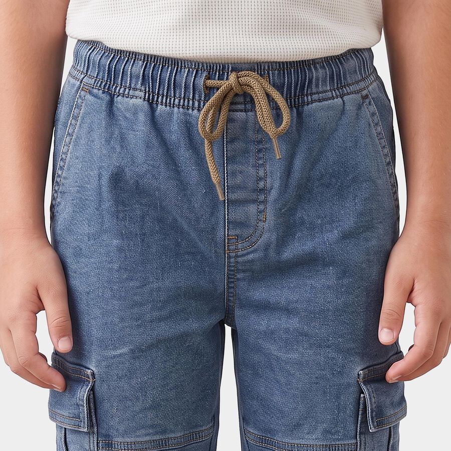 Boys Blue Cargo Fit Utility Jeans, Mid Blue, large