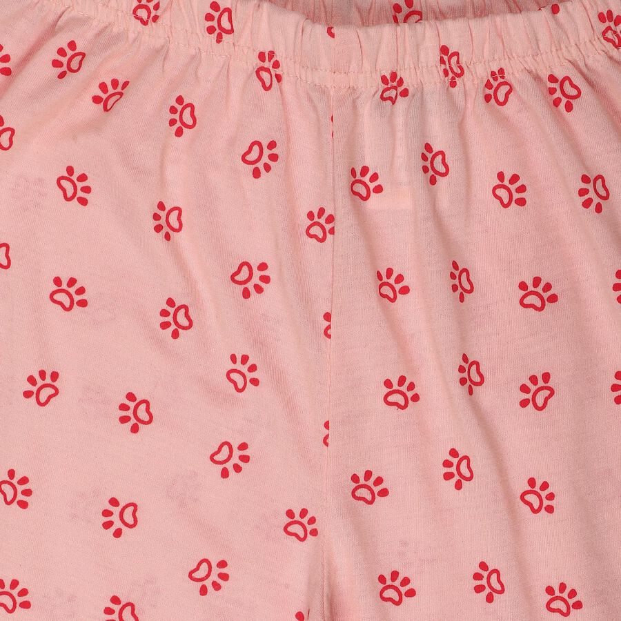 Girls Pink Straight Fit Printed Capri, गुलाबी, large