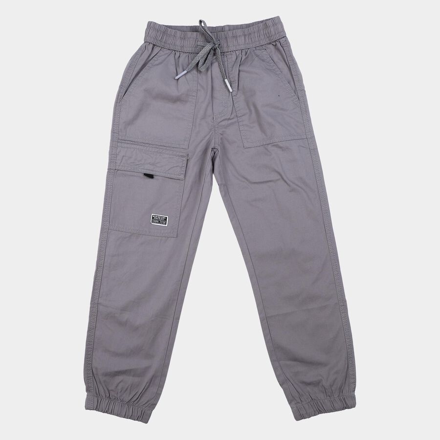 Boys Grey Regular Fit Cargo Trousers, Light Grey, large