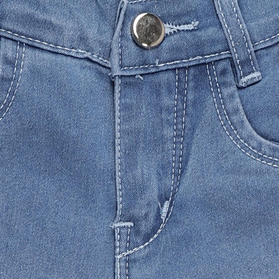 Girls' Light Blue Flared Fit Embellished Jeans, Mid Blue, large image number null