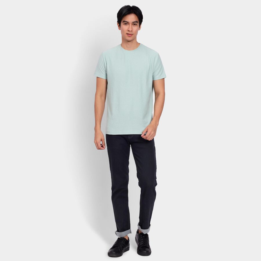 Men's Round Neck Half Sleeves T-Shirt, Aqua, large image number null