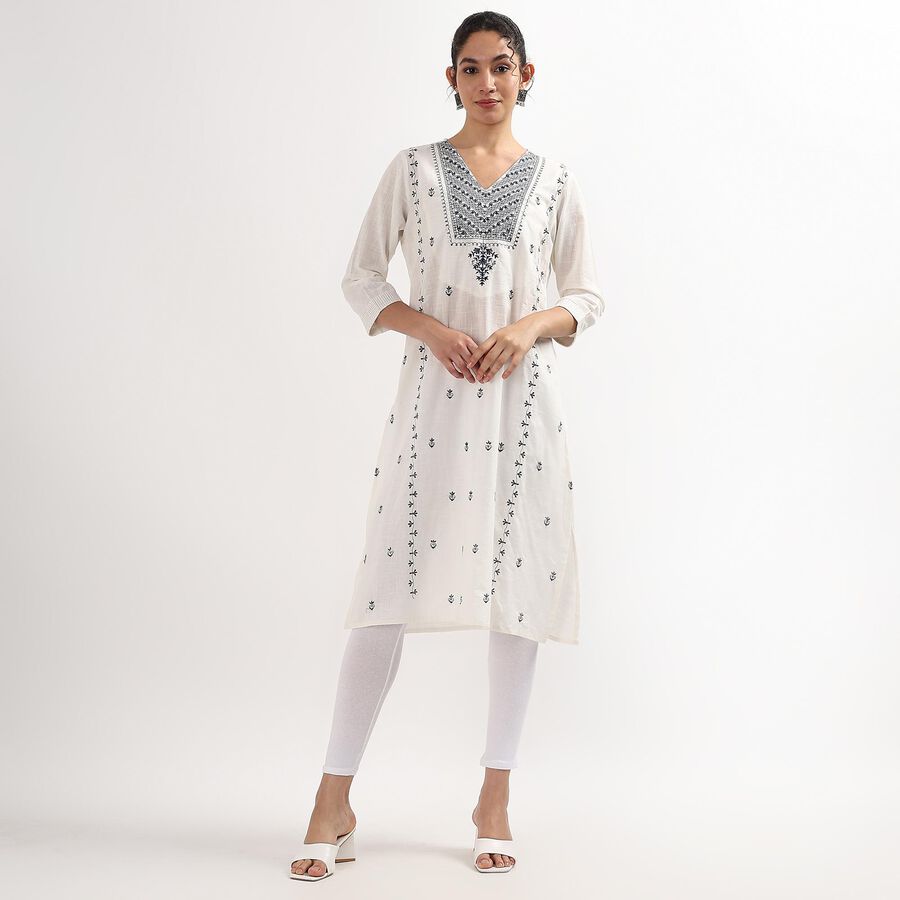 Ladies' 100% Cotton Kurta , Off White, large image number null