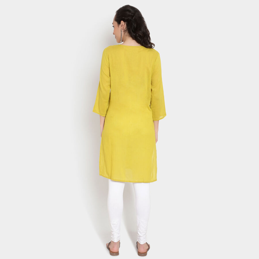 Cotton 3/4Th Sleeves Straight Kurta, Light Green, large image number null