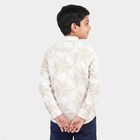 Boys Beige Cotton Geometric Casual Shirt, Beige, small