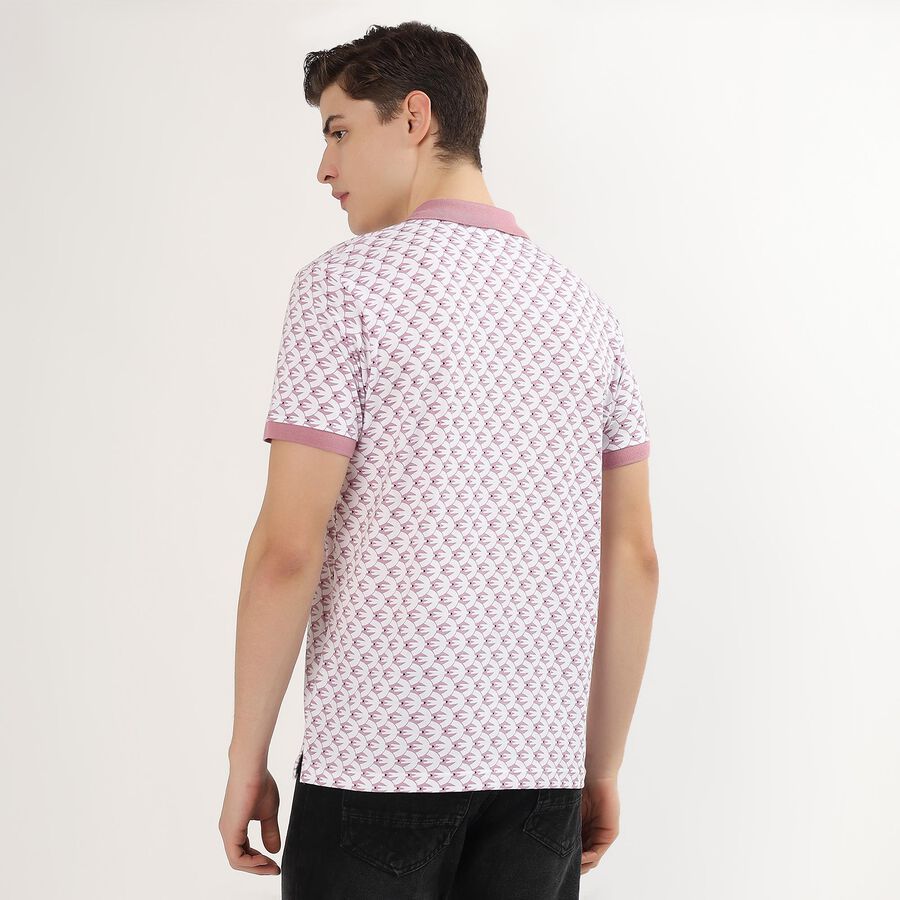 Men's Soft Pink Cotton Polo Collar Casual T-Shirt, Pink, large