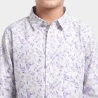 Boys White Cotton Spread Collar Casual Shirt, White, small