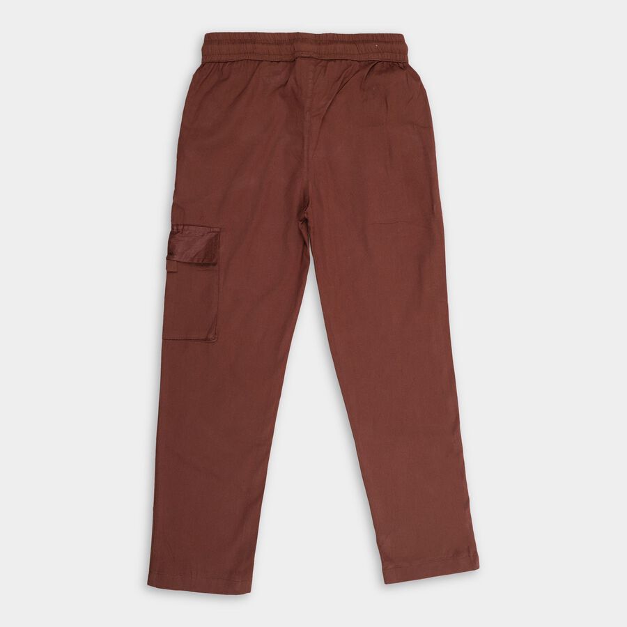 Boys' 100% Cotton Trousers, भूरा, large image number null