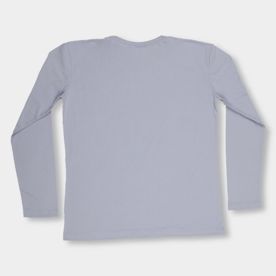 Girls' Light Lavender Blue Round Neck Casual Floral Top, हल्का नीला, large image number null
