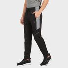 Men's Black Slim Fit Panelled Track Pants, Black, small