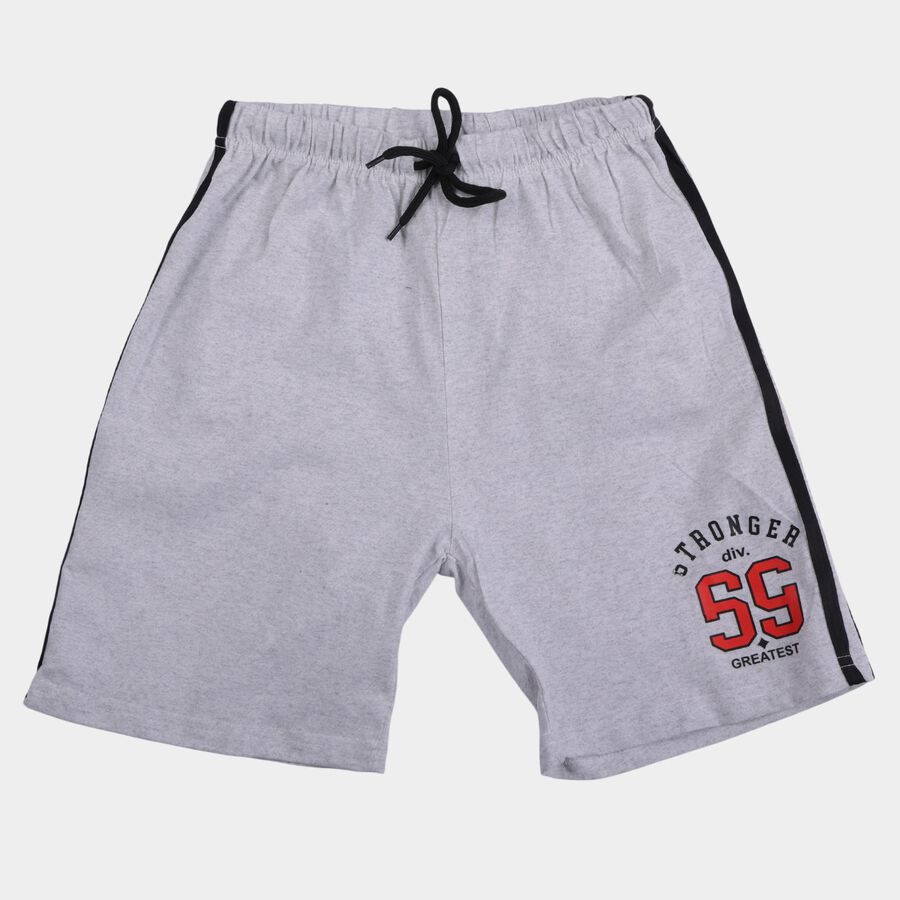 Boys Grey Regular Fit Casual Bermuda Shorts, Ecru Melange, large