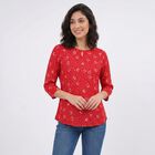 Women's Fuchsia Round Neck Printed Straight Kurti, Fuchsia, small