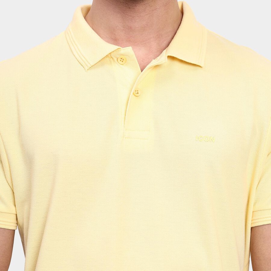 Men's Collared Half Sleeves T-Shirt, Yellow, large image number null
