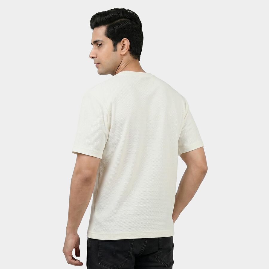Men's White Round Neck Regular T-Shirt, सफ़ेद, large