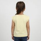 Girls Yellow Cotton Round Neck Regular T-Shirt, पीला, small