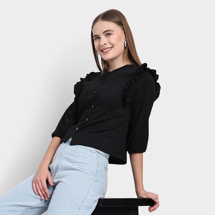 Ladies'  Crop  Top, काला, large image number null