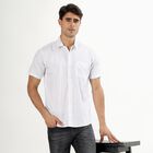 Men's White Cotton Classic Casual Shirt, White, small