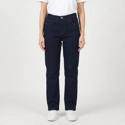Women's Navy Blue Straight Fit Clean Wash Jeans
