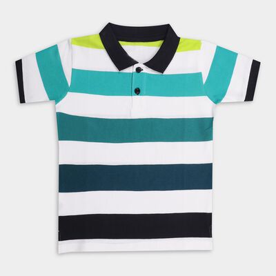 Boys' 100% Cotton Collar Half Sleeves T-Shirt