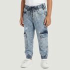 Boys' Light Blue Jogger Fit Cargo Pocket Jeans, हल्का नीला, small
