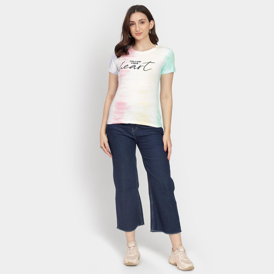 Ladies' Cotton Round Neck T-Shirt, Pink, large image number null