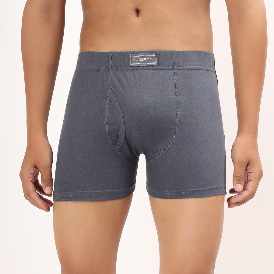 Men's 100% Cotton Long Length Trunks , Mid Blue, large image number null