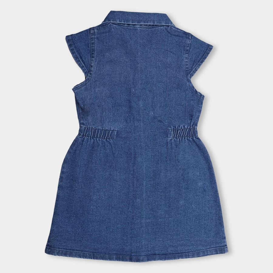 Girls' Frock, मध्यम नीला, large image number null