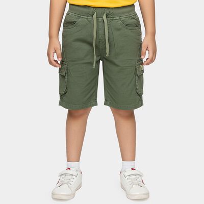 Boys Olive Green Cargo Cotton Jamaican Shorts