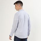 Men's Light Blue and White Cotton Spread Collar Formal Shirt, Dark Blue, small image number null