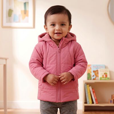 Infants Purple Hooded Puffer Jacket