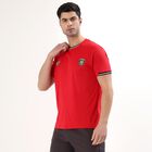 Men's Bright Cherry Red Crew Neck Athleisure T-Shirt, Red, small