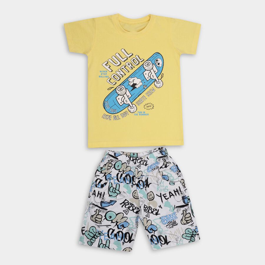 Boys' 100% Cotton Woven Baba Suit , Yellow, large image number null