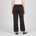 Women's Black Regular Fit Embroidered Palazzos, काला, small
