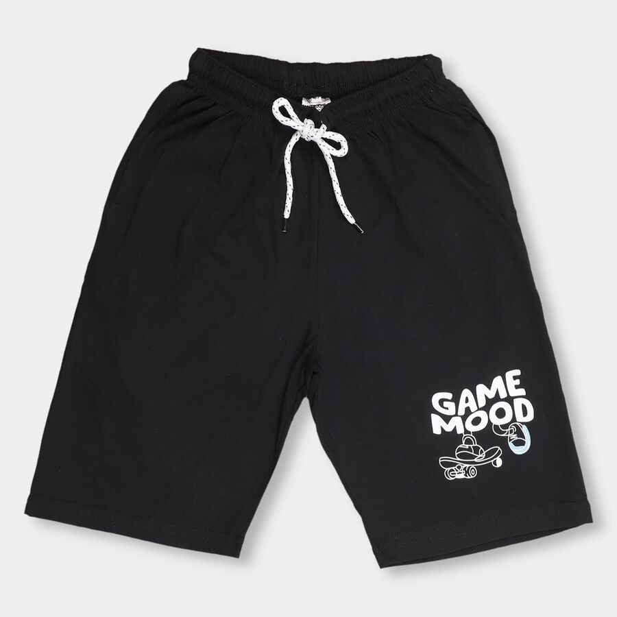 Boys' Jet Black Cross Pocket Jamaican Shorts, Black, large image number null