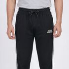 Men's Black Slim Fit Zipper Pocket Cuffed Track Pants, Black, small