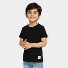 Boys Jet Black Crew Neck Casual T-Shirt, काला, small image number null