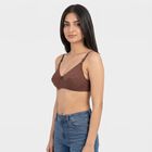 Women's Brown V-Neck Bralette Bra, भूरा, small
