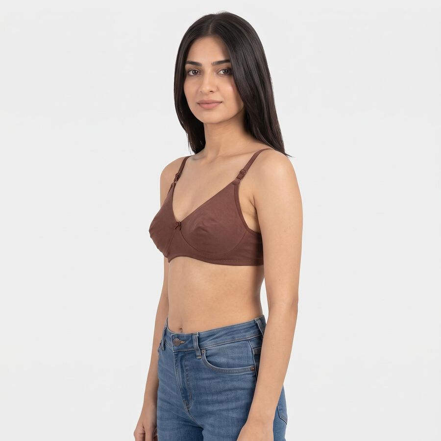 Women's Brown V-Neck Bralette Bra, भूरा, large
