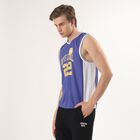 Men's Blue V-Neck Athleisure Sleeveless T-Shirt, Royal Blue, small