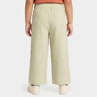 Girls' Mint Green Wide Leg Textured Trousers, हल्का हरा, small