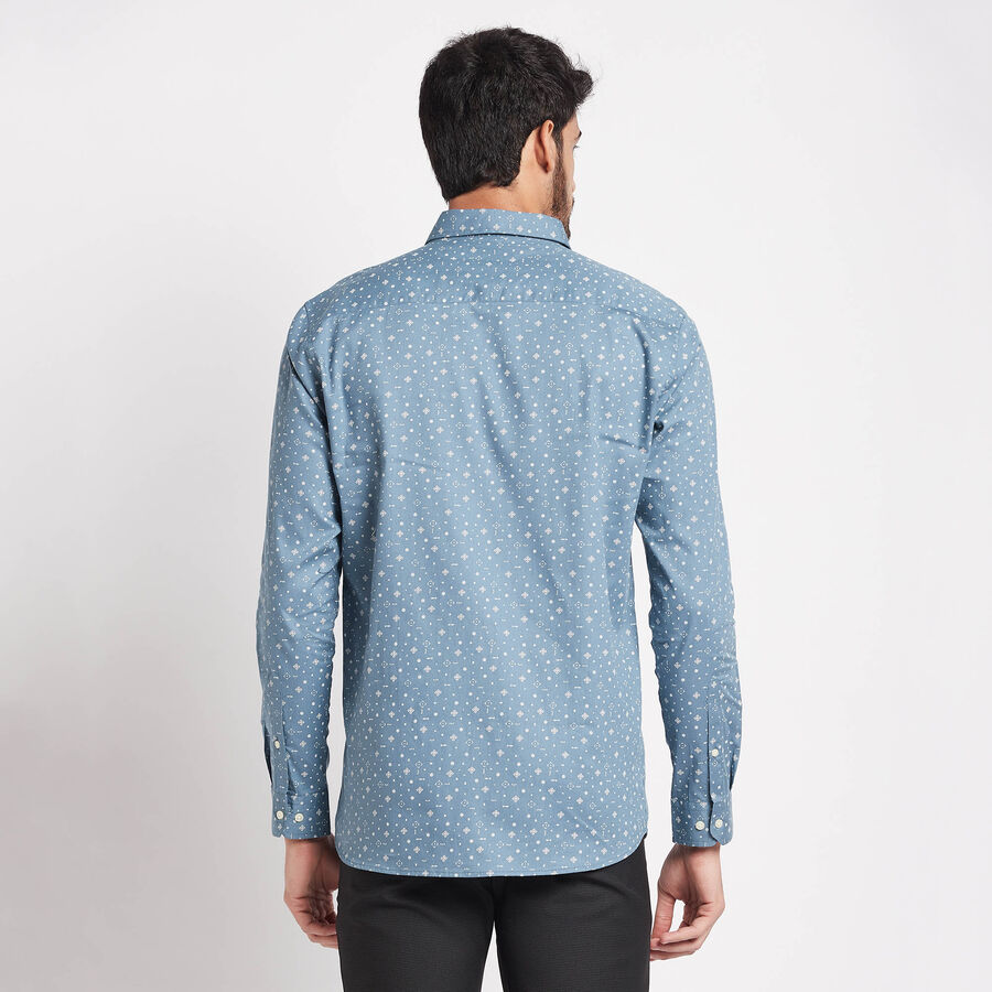 Cotton Printed Casual Shirt, Mid Blue, large image number null