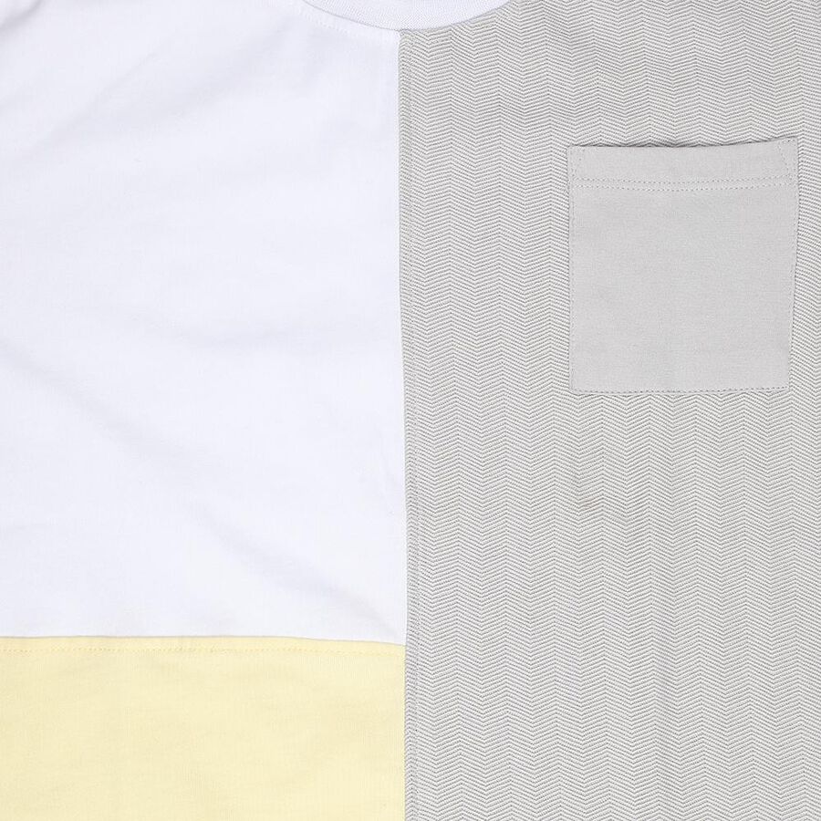 Boys Yellow Round Neck Casual Half Sleeves T-Shirt, Yellow, large