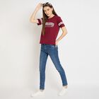 Ladies' 100% Cotton Round Neck T-Shirt, वाइन, small image number null