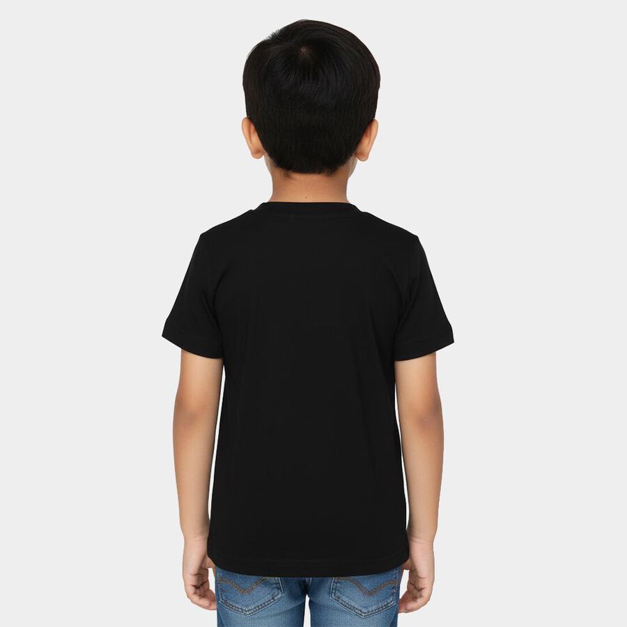 Boys Black Cotton Round Neck Hulk Printed T-Shirt, Black, large
