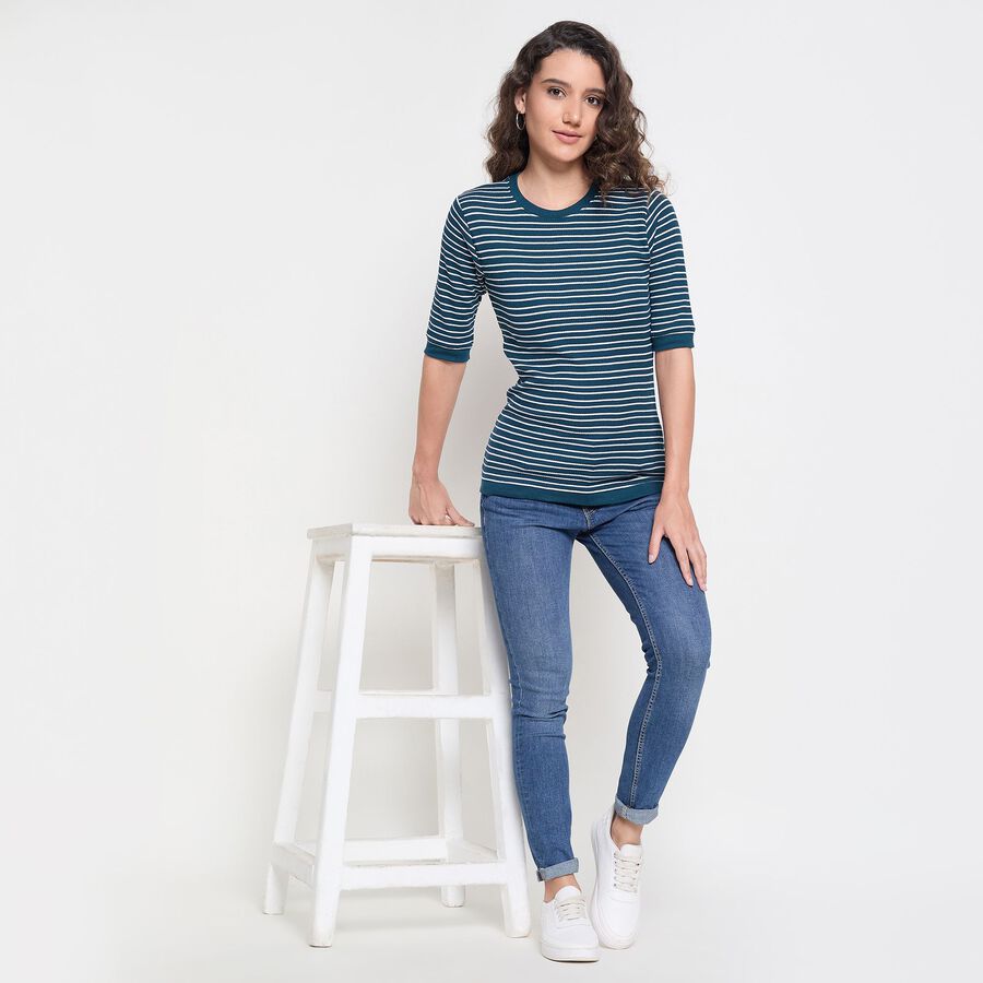 Ladies' 100% Cotton Top, Dark Green, large image number null