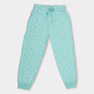 Girls' Mint Green Printed Jogger Pyjama